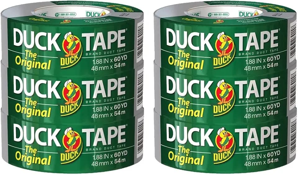 The Original Duck Tape Brand Duct Tape, 1.88 Inch x 60 Yard, Silver, 6-Pack