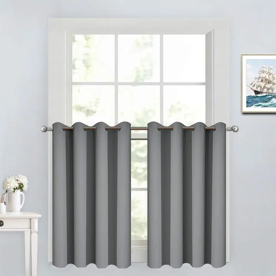 Yakamok Grey Room Darkening Window Curtains 52x36 Inch for Kitchen