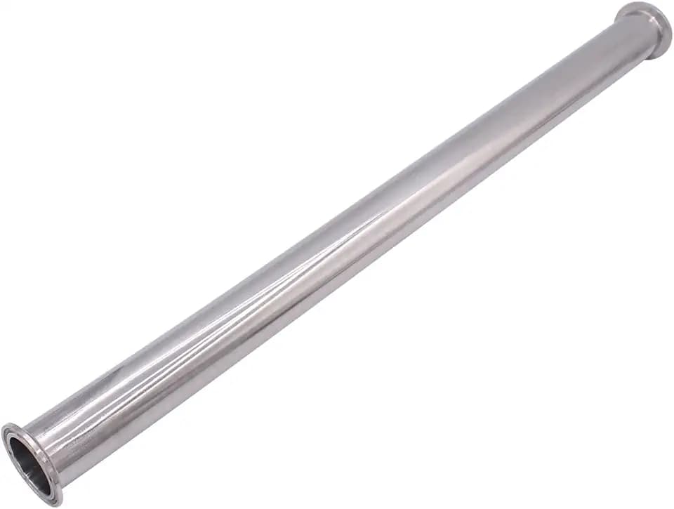 DERNORD Sanitary Spool Tube with Clamp Ends,Stainless Steel 304 Seamless Round Tubing With 1.5 inch Tri Clamp 50.5MM Ferrule Flange (Tube Length: 24 Inch / 610MM)