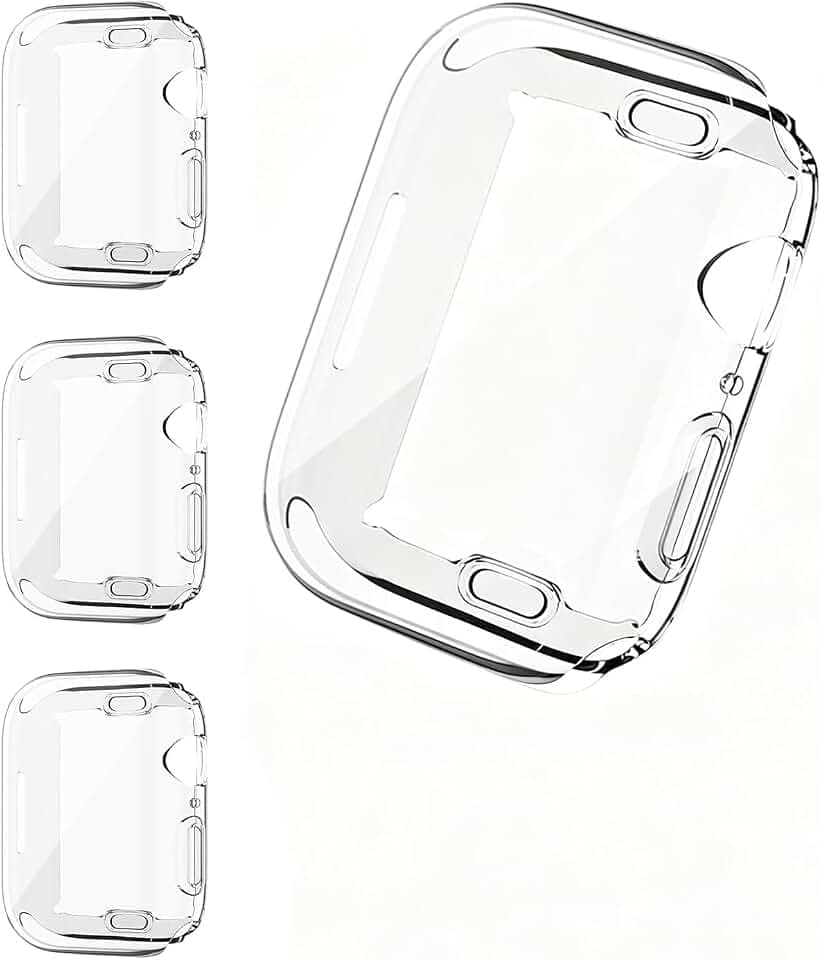 ivoler 3 Stücke Transparent Silikon Hülle Kompatibel mit iWatch 42mm Series 11/10 Schutzhülle, Vollständige Abdeckung Schutzfolie Weiche TPU Case Schutz Displayschutz Folie für Apple Watch 42mm