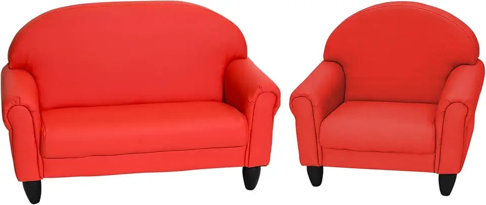 Children's Factory Flexible Seating Classroom Set, Chair and Sofa, Red