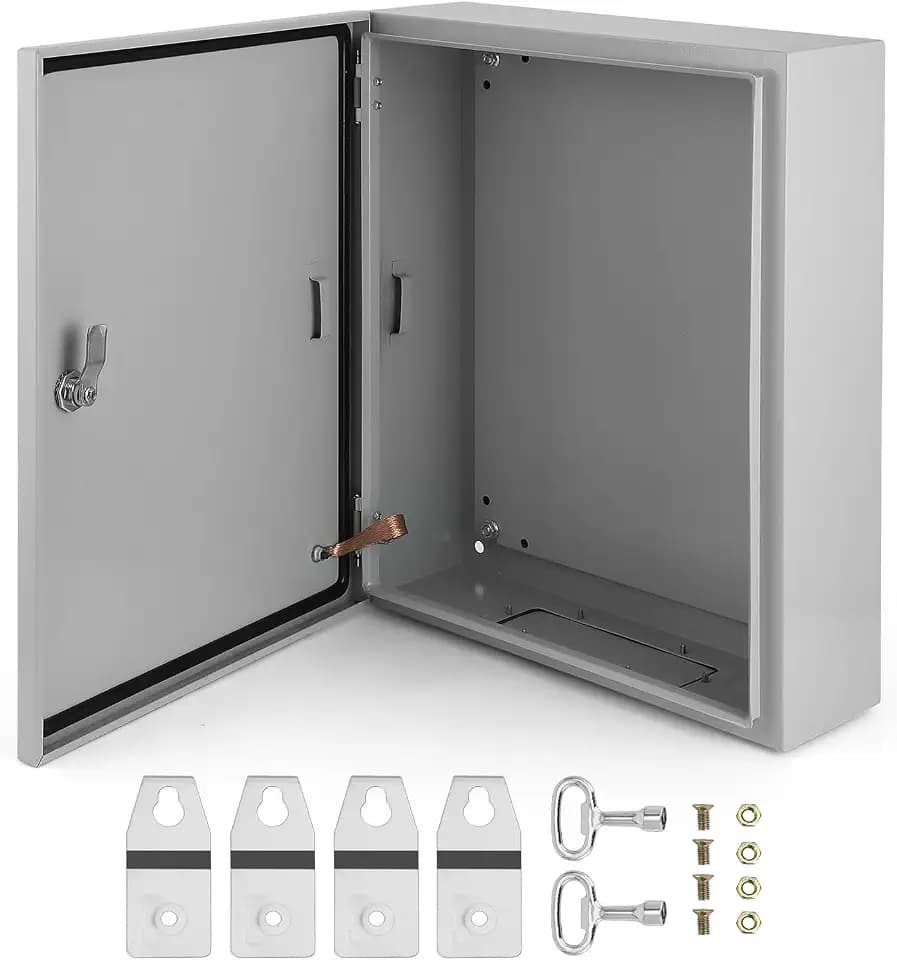 Outdoor Electrical Box, 20 x 16 x 6'' NEMA 4X Steel Junction Box,IP66 Waterproof & Dustproof Electrical Enclosure Box,Outdoor/Indoor Electrical Project Box with Lock & Mounting Plate