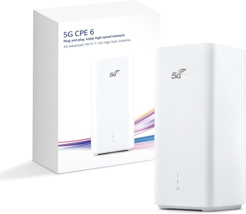 5G CPE 6, H165, bahnbrechender 5G-A SIM-Router, DL 11,7 Gbps/Wi-Fi 7 BE3600, 2,5 GE LAN/WAN-Port, 12dBi Hochleistungsantenne für zusätzliche Reichweite, 30 Monate Garantie