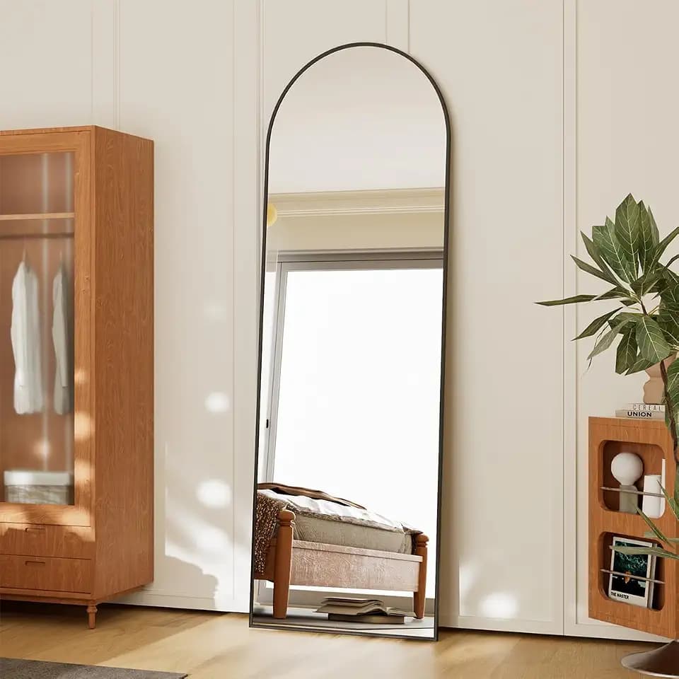 Koonmi 56x21 Arched Full Length Mirror, Floor Mirror with Stand