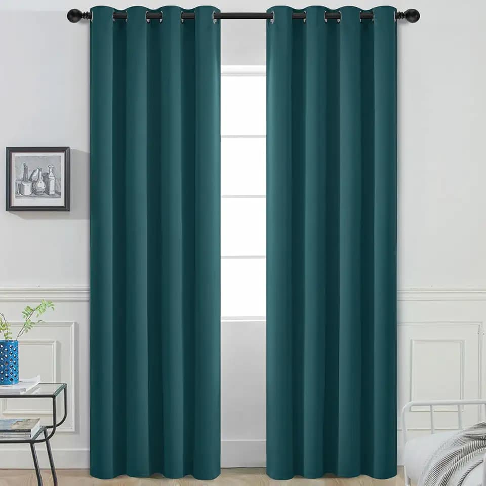 Yakamok Room Darkening Curtains 52x96 inch Length Dark Teal-Living Room