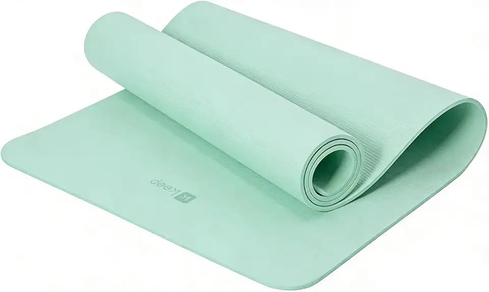 Keep 72" x 24" TPE Yoga Mat Non Slip, 1/4 Inch (6mm) Exercise Mat for Home Workout, Gym, Yoga, Pilates & Stretching with Carrying Strap, Oat White