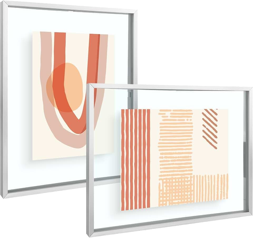 Frametory 2 Pack 11x14 Metal Floating Picture Frame Real Glass