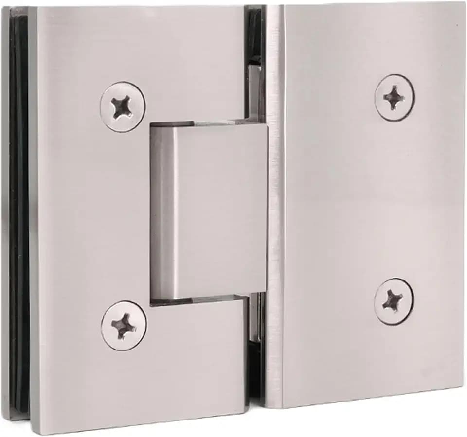 180° Solid Brass Shower Door Hinge, 8‑12mm Glass, Brushed Nickel Finish