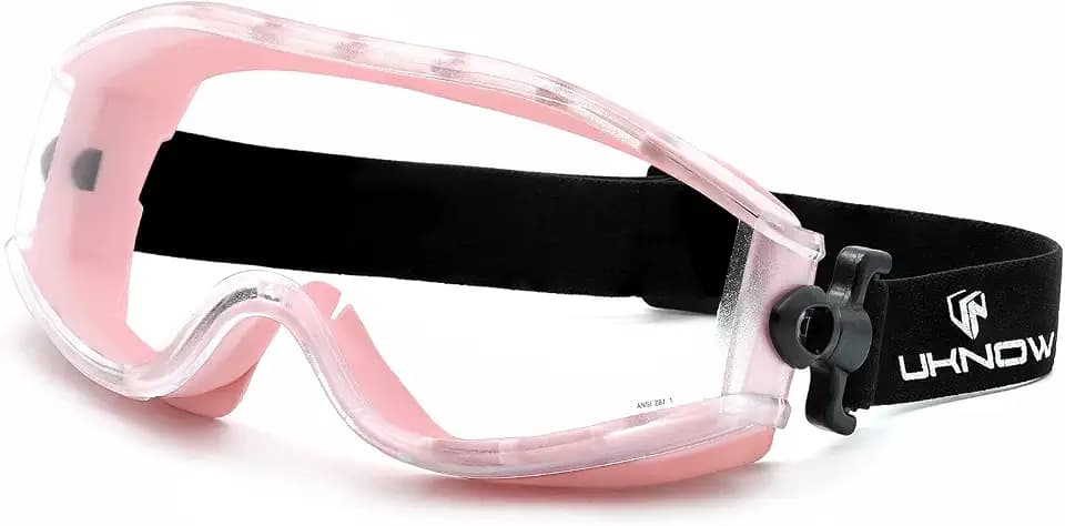 UKNOW Safety Goggles Over Glasses - Anti-Fog Clear Lens - ANSI Z87.1 Certified Eye Protection for Lab Work, Industrial Use