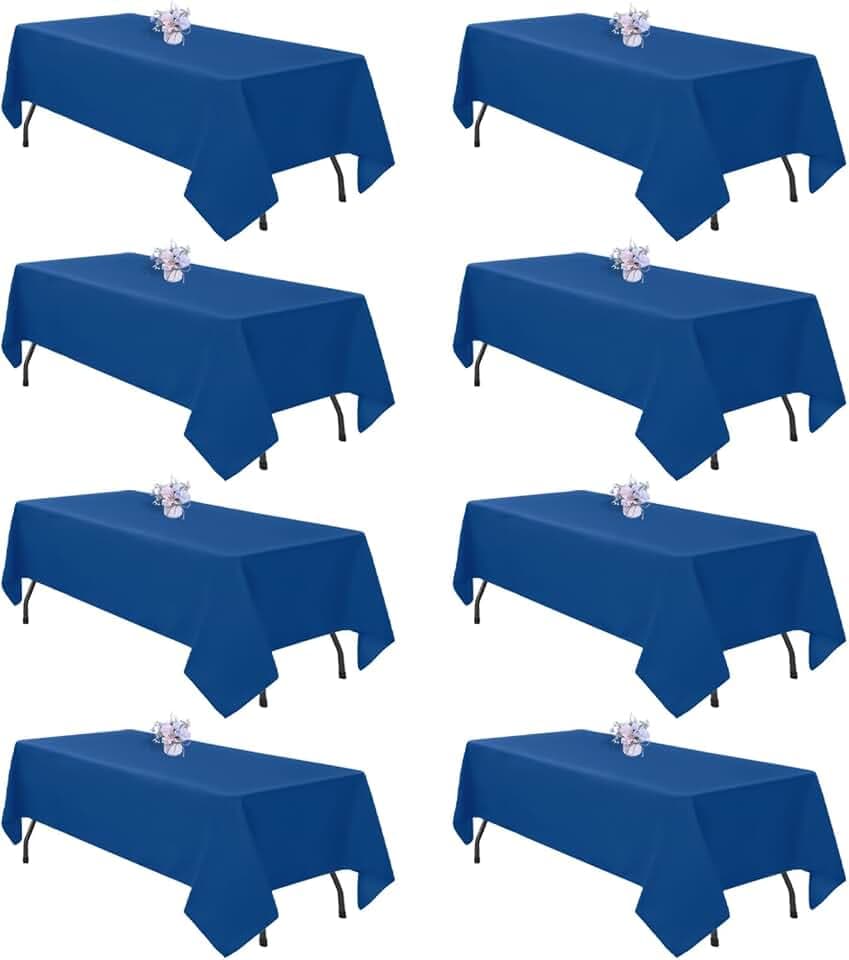 8 Pack 60 x 126 Inch Royal Blue Tablecloth for 8 Foot Rectangle Tables