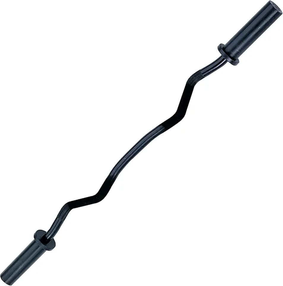 Body-Solid (OB47B) Olympic EZ Barbell Curl Bar with Knurled Grip, 47" Black Finish for Upper Arm Mass, Strength and Definition, Compatible with 2" Dia. Hole Plates and Barbell Collars (Midnight Black)