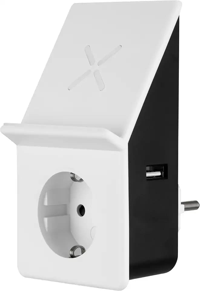 REV USB Ladegerät - induktive Ladestation, USB A & 230V Steckdose, weiß