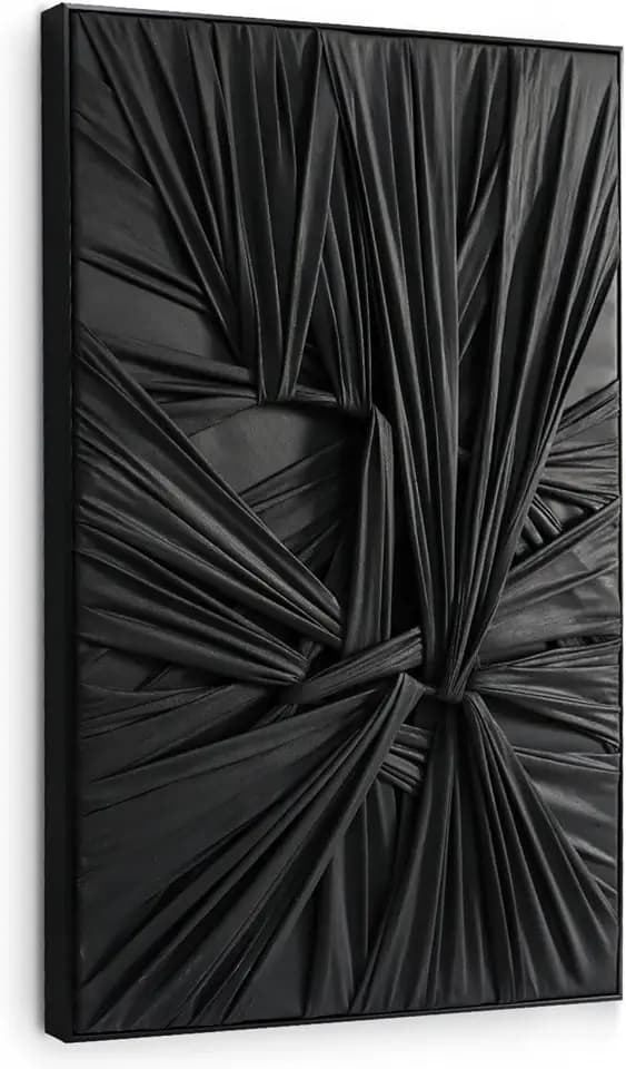 SAFERRYHOME Black Abstract 3D Textured Thick Minimalist Wall Art,24"x36"