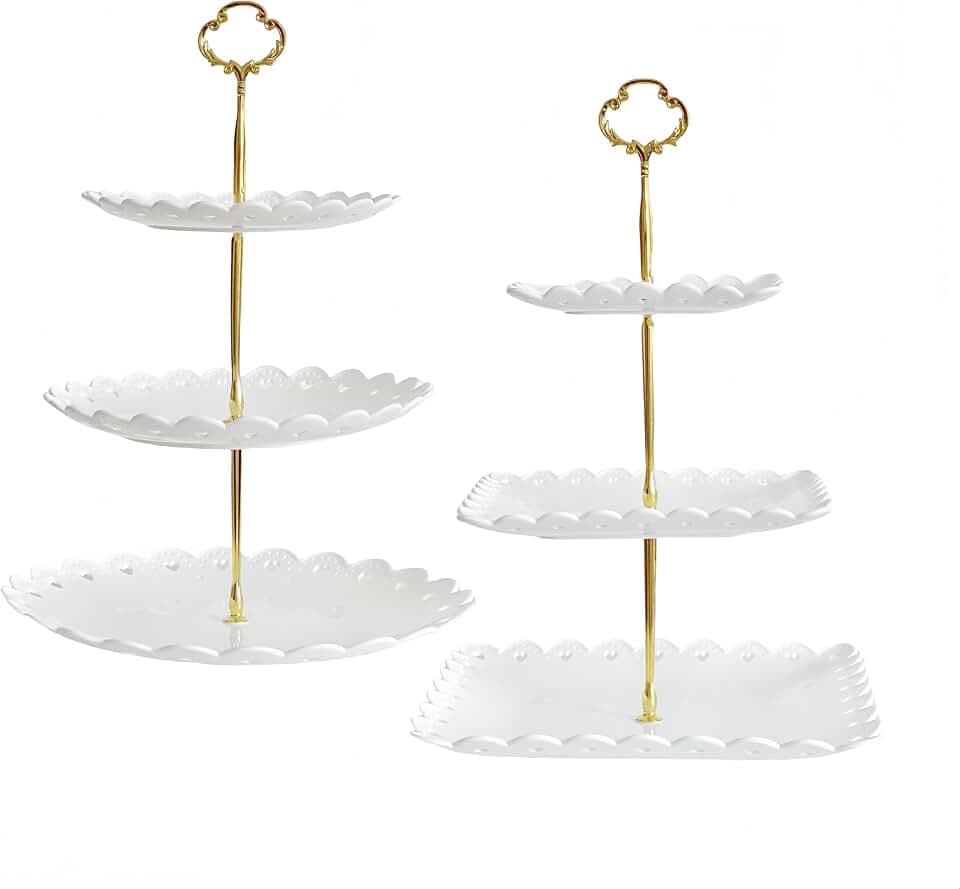 2 Pack of Plastic Dessert Cupcake Stand, 3 Tier Cup Cake Holder Tower Stand