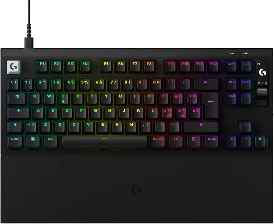 Logitech G PRO X2 Rapid Kabelgebundene Gaming-Tastatur mit magnetischen Analog-Schaltern, Schnelltrigger, OLED-Display, 8 kHz Abtastrate, Handballenauflage und abnehmbarem USB-C-Anschluss - Schwarz
