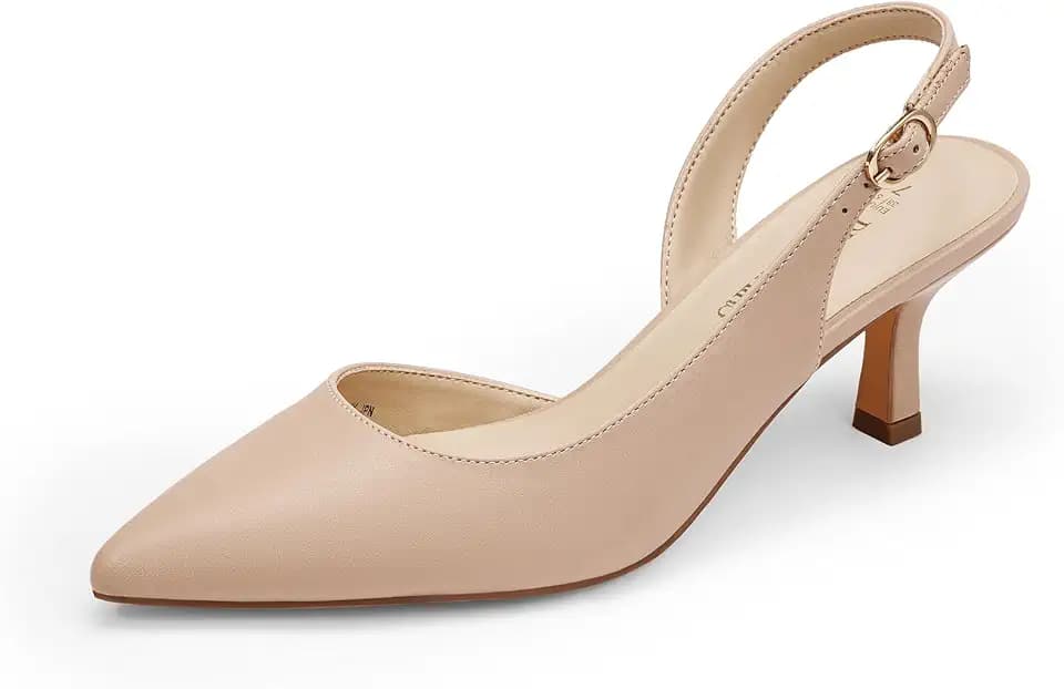 DREAM PAIRS Women's Kitten Slingback Heels Pumps