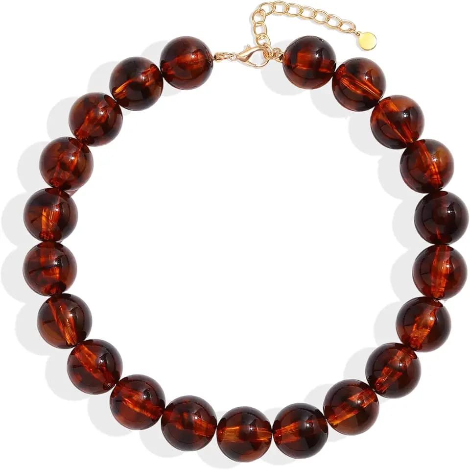 Chunky Beaded Necklaces for Women Trendy Large Resin Necklace Bold Statement Chunky Choker Necklace Boho Beads Summer Beach Jewelry Gifts