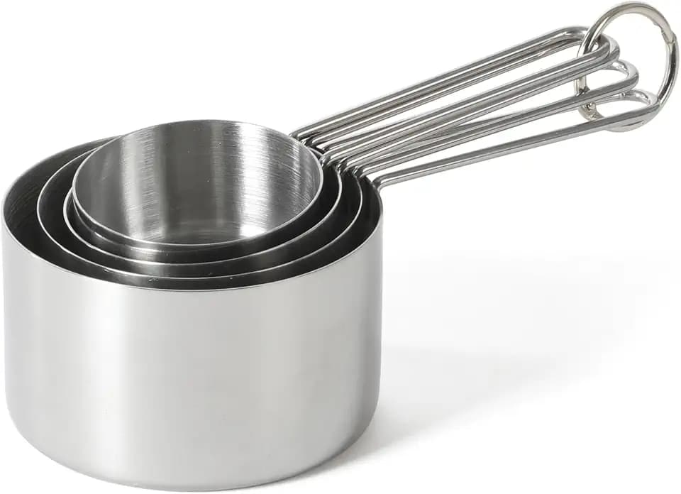 Martha Stewart Richburn 4-Piece Stainless Steel Measuring Cups Set – Durable and Accurate Kitchen Measuring Tools for Baking and Cooking