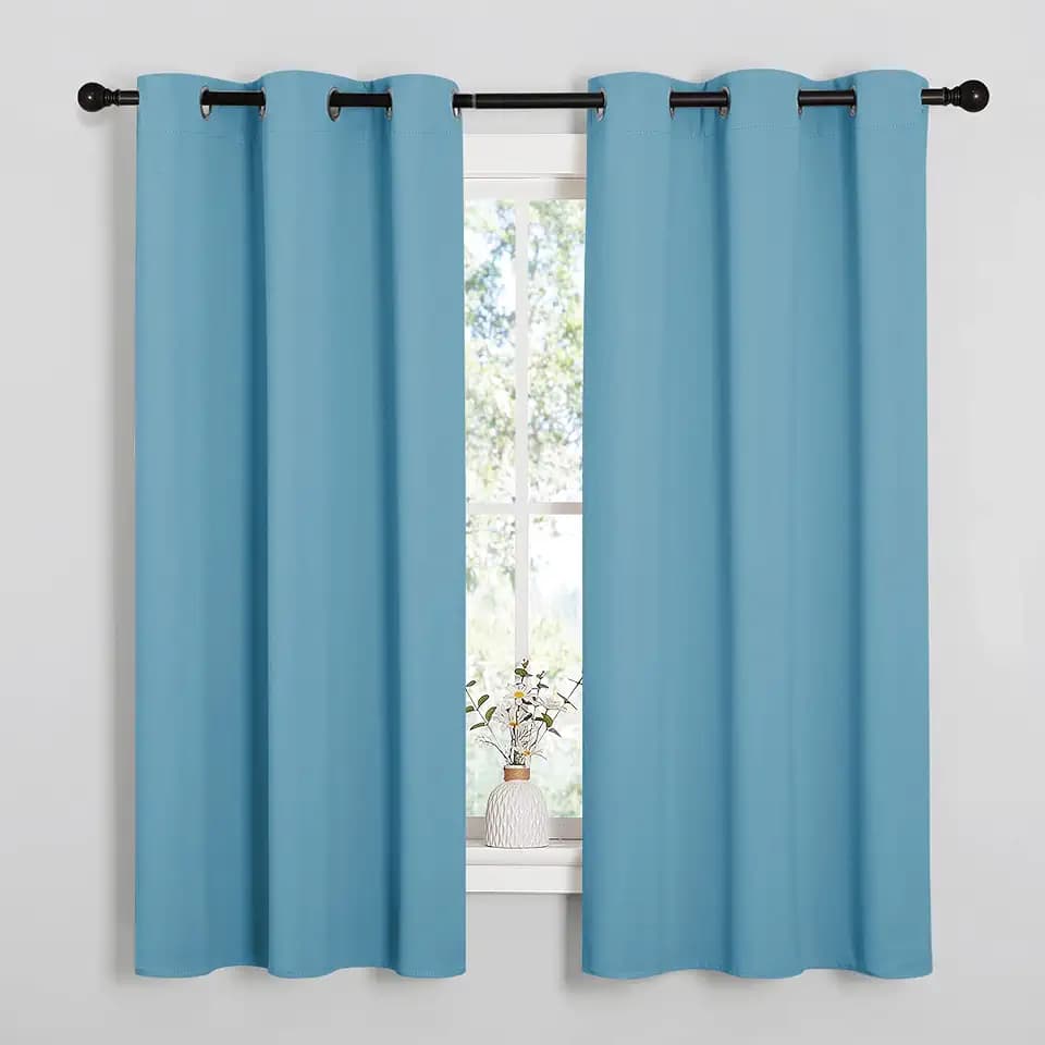 NICETOWN Thermal Insulated Curtains, Set of 2, 34 by 63-inch, Teal Blue