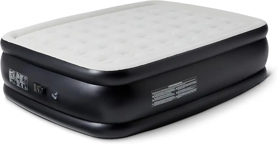 Amazon Basics Inflatable Air Mattress with Built-in Electric Pump, Queen Size, 22-Inch Height, for Camping or Travel