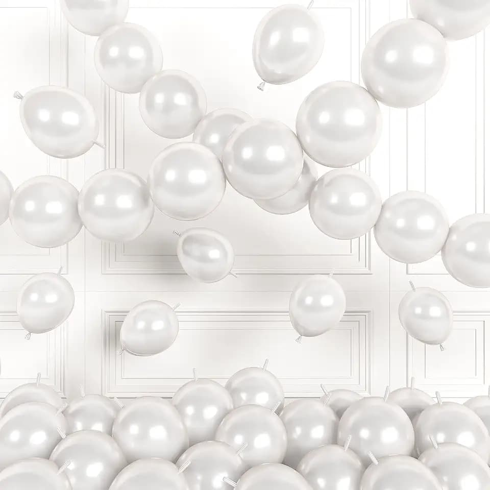 Pearl White Link Balloons,120Pcs 6Inch White Linking Balloons