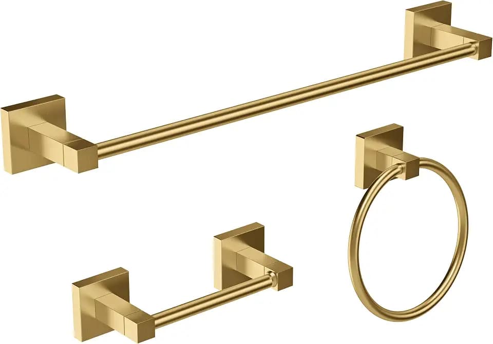 RUACQ Bathroom Accessories, 3-Piece Bathroom Hardware Set, Brushed Gold