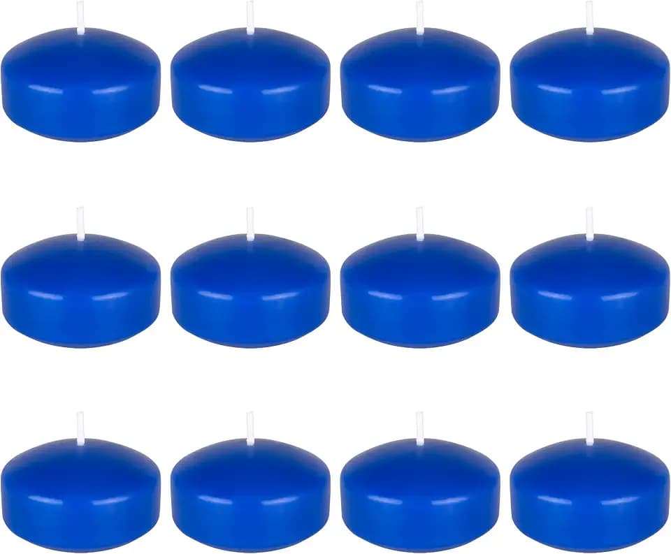 Mega Candles 12 pcs Unscented Dark Blue Floating Candles, Hand Poured Wax Candle 2 Inch Diameter, Home Décor, Wedding Receptions, Centerpieces, Occasions, Events, Festivities, Meditations, Spas