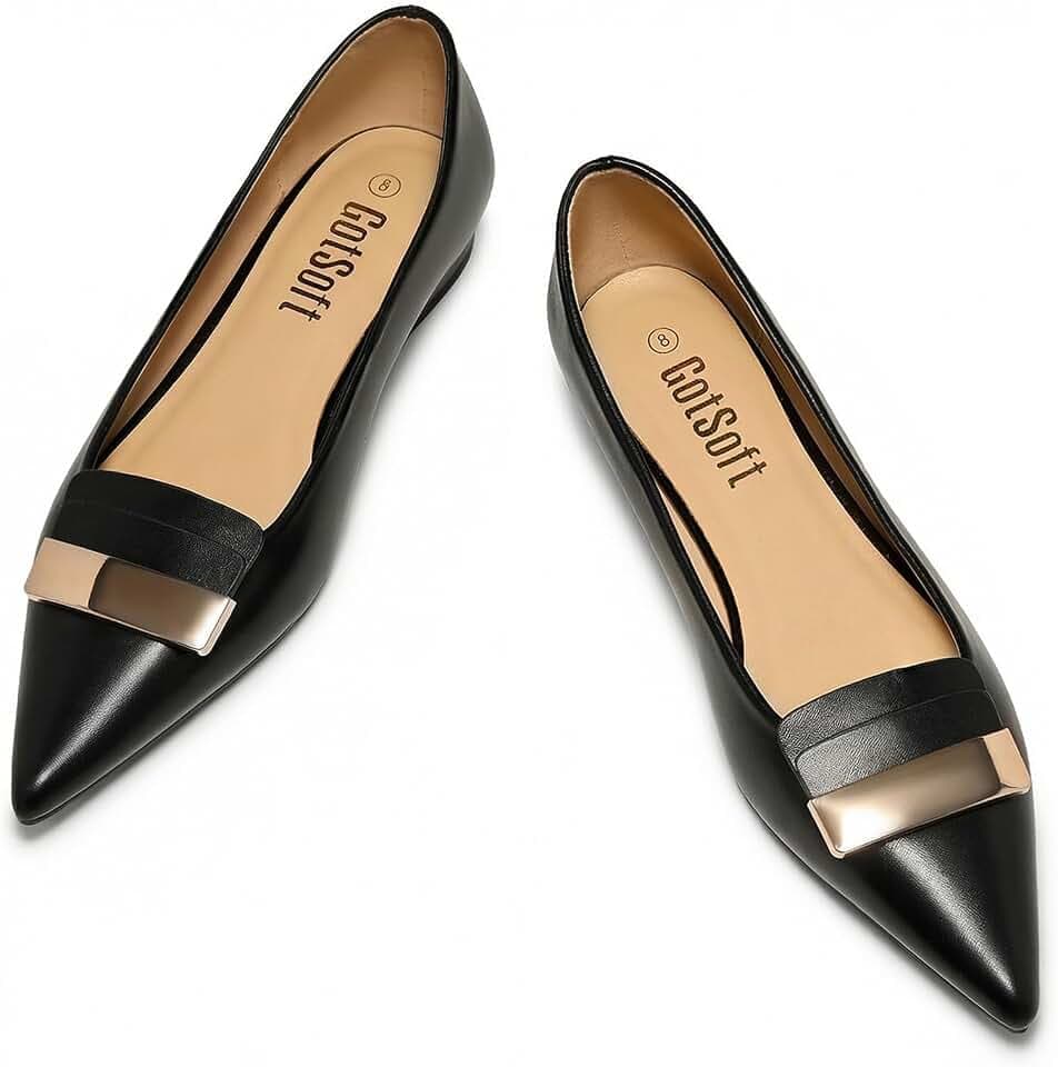 Womens Lambskin Insole Flats Pointed Toe Slip on Dress Shoes