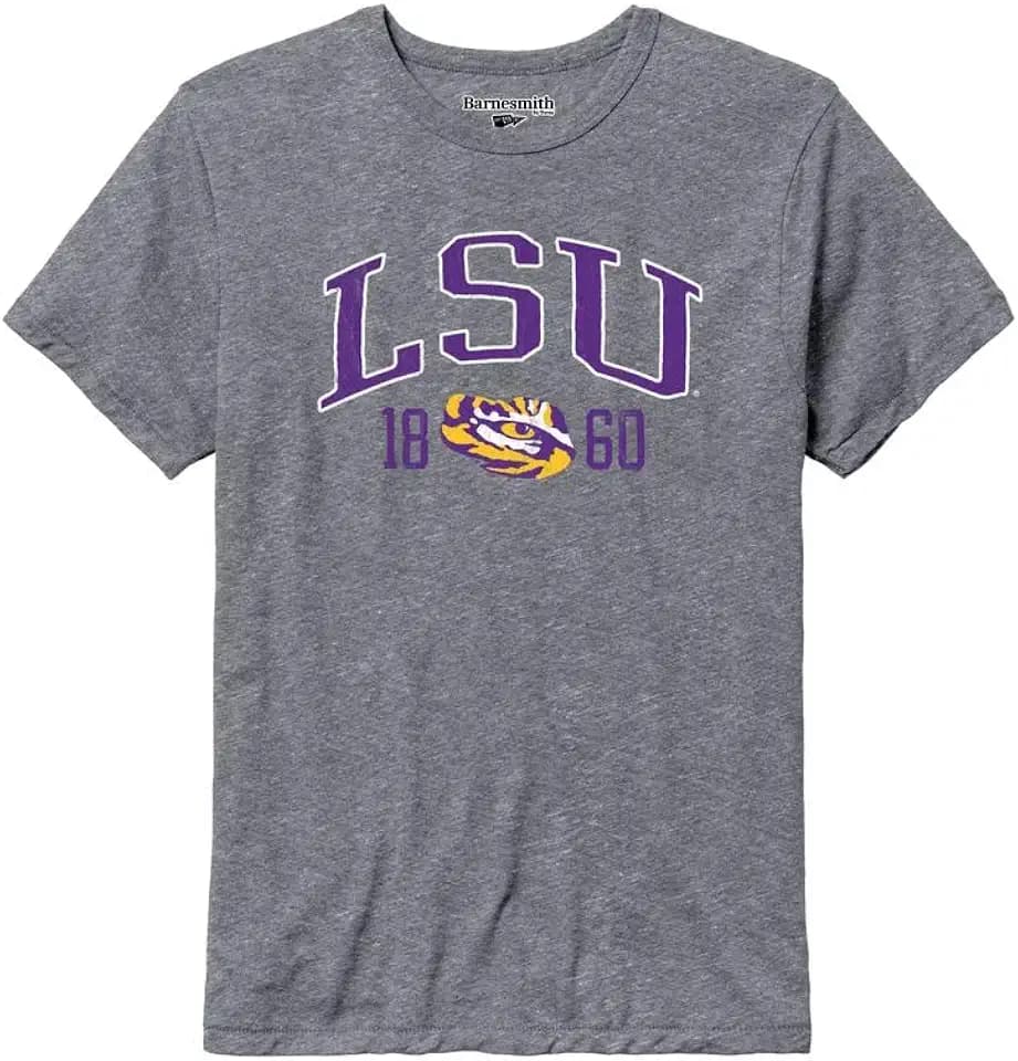 Barnesmith NCAA Unisex Short-Sleeve T-Shirt, Premium Tri-Blend, Collegiate Logo, Grey
