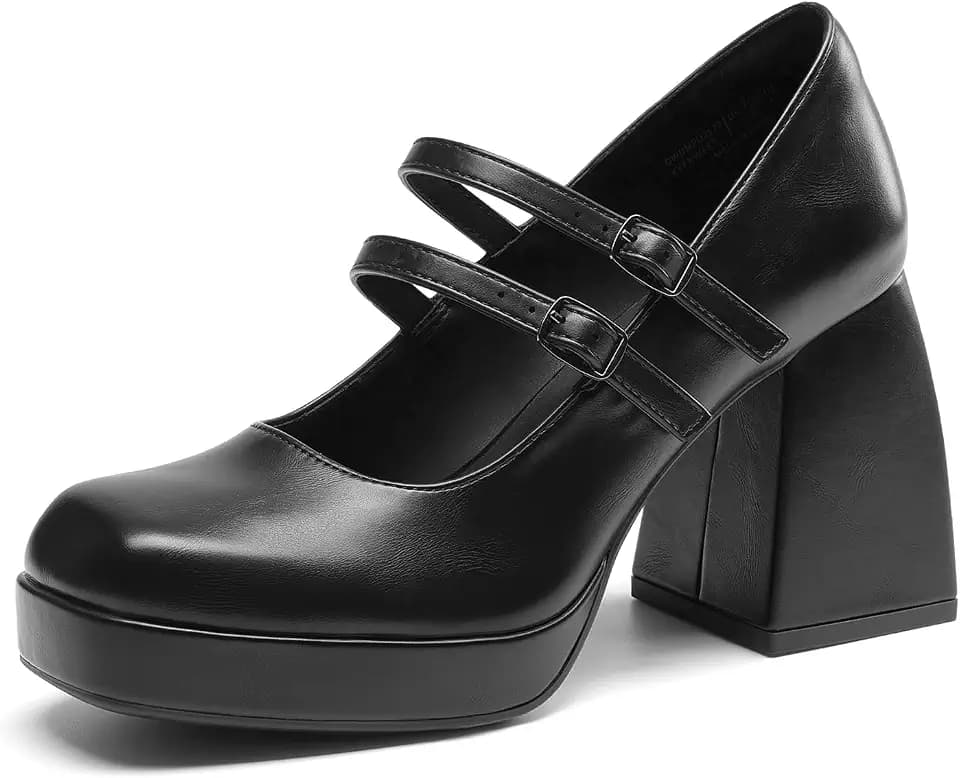DREAM PAIRS Women's Platform Mary Jane Chunky Heels