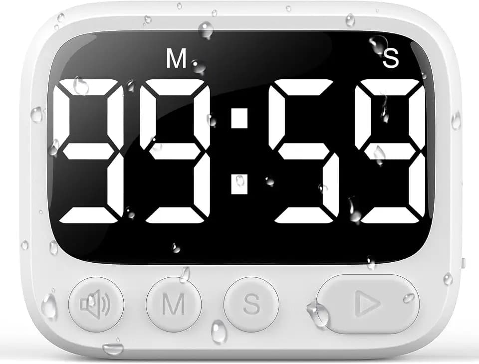 HAUKINIX Shower Timer and Kitchen Timer for Wall Mount, Rechargeable, White