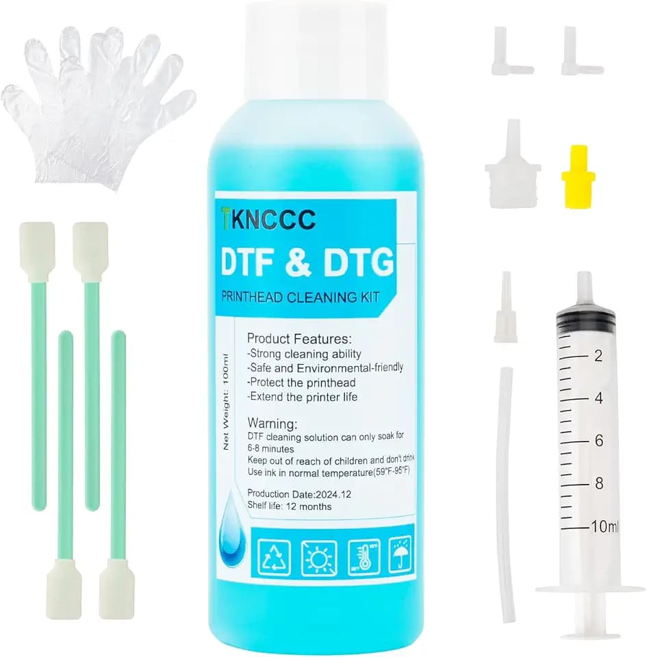 Powerful Printhead Cleaning Kit for All DTF DTG Printer DTF Cleaning Solution for Direct Transfer Film Printers ET-8550 XP-15000 L1800, DTG Printhead Cleaning Solution Work with DTF DTG Printer 100ML