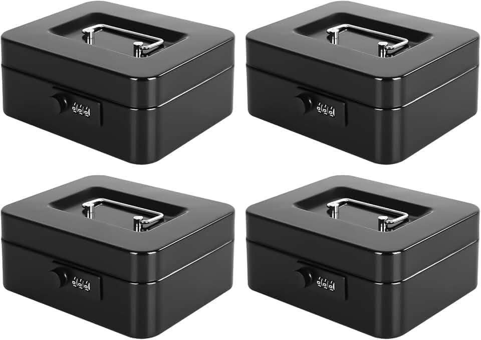 KYODOLED Small Metal Combination Lock Box for Cash and Medication, 4 Pack