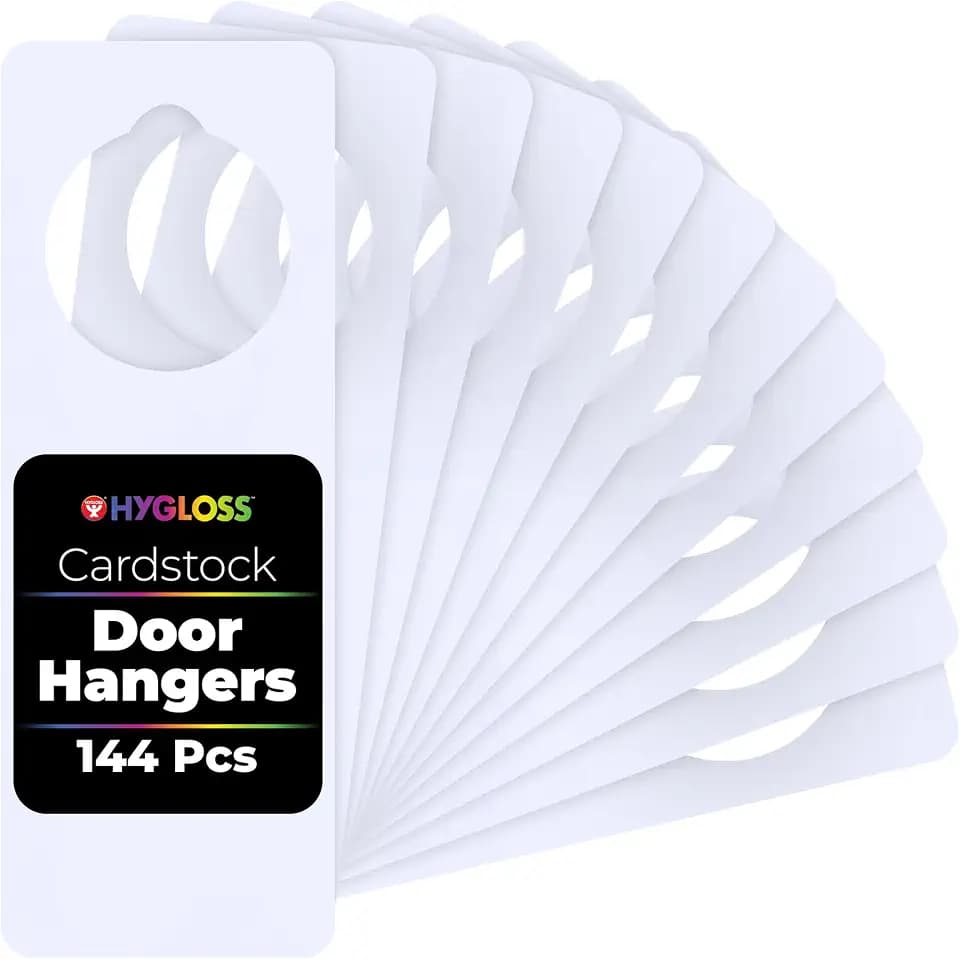Hygloss Cardstock Door Knob Hanger Blank White for Crafts - 144 Pcs - for Easy Decorate/Write-On - Bulk Doorknobs Hangers for Craft, DIY Blanks Doorknob Sign Projects