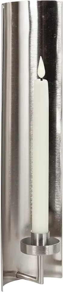 Kate and Laurel Taybron Modern Metal Taper Candle Wall Sconce, 4 x 4 x 15, Silver, Glam Curved Candlestick Holder for Flameless Candle in Bathroom or Bedroom Wall Decor