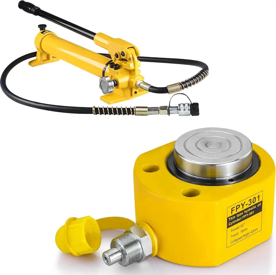 30T 0.55" Stroke Hydraulic Jack Cylinder Thin Mini Hydraulic Ram Multi-Acting Low Profile Lifting Cylinders with CP-700 Hydraulic Hand Pump