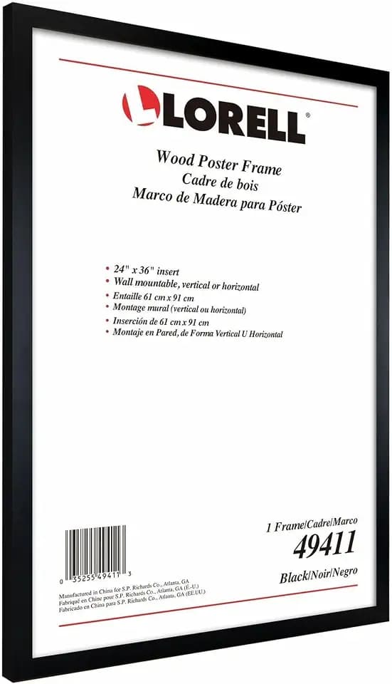 Lorell Poster Frame, 24" x 36", Wood, Black