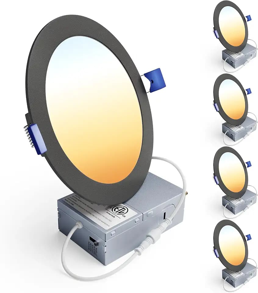Ensenior 4 Pack 6 Inch LED Recessed Light, 5CCT Dimmable Canless Wafer