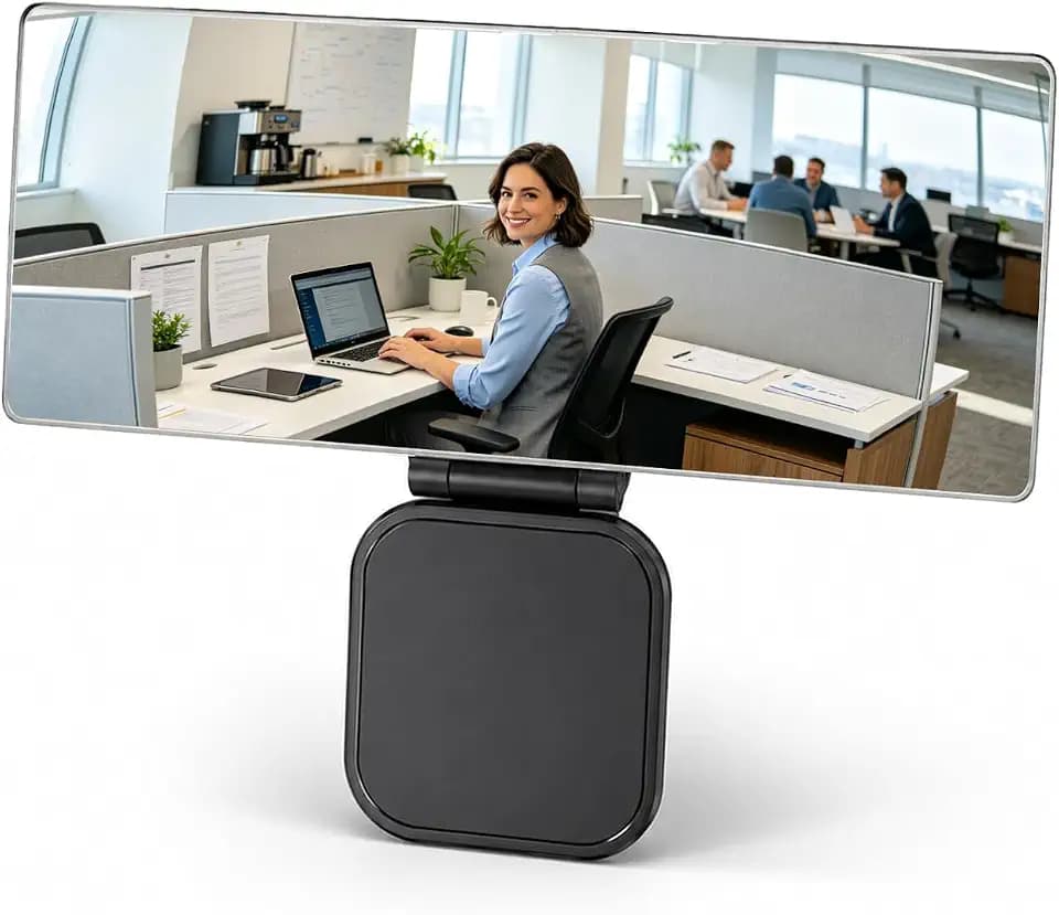 6.7 x 3 Magnetic Computer Monitor Convex Mirror, See Behind You