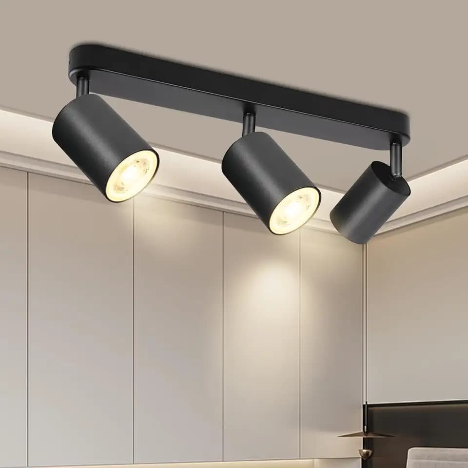 Deckenstrahler 3 Flammig Schwarz, Modern Deckenlampe Strahler