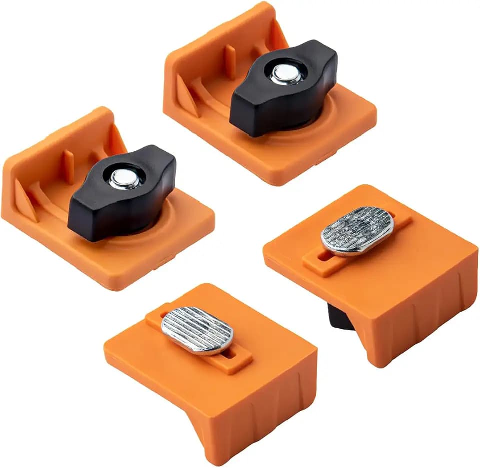 POWERTEC 72378 T-Track Inline and Short Stop Kit, Universal Fit, T Track Stop Block for T-Track Woodworking, Sanding, and Routing, 4PK