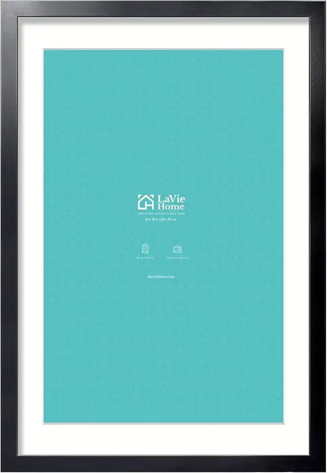 LaVie Home 24x36 Picture Frame Black Poster Frame,Display Pictures 20x30 with Mat or 24x36 Without Mat, Stable and Sturdy Frame and Polished Plexiglass, Horizontal and Vertical Format of The Walls