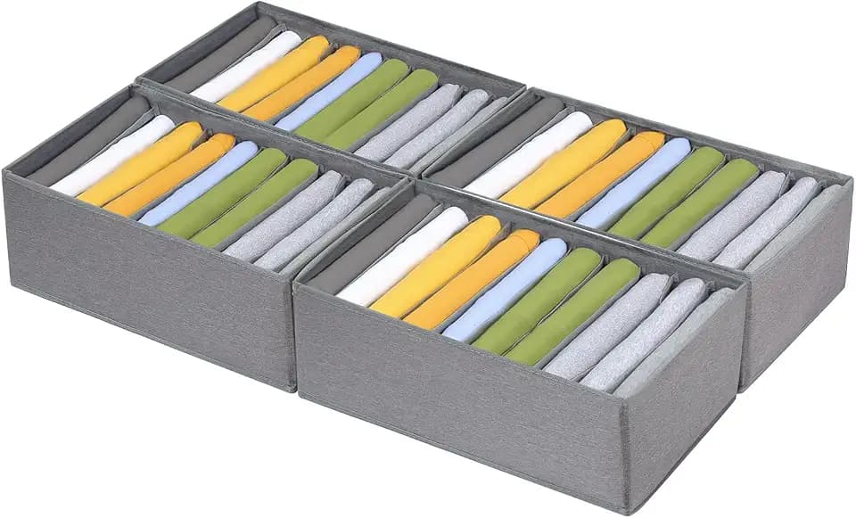 Qozary 4 Pack Drawer Organizers for Clothing, 10 Grids Foldable Dresser Drawer Organizers, Clothes Organizer for Folded Clothes, T-shirt, Tank Tops, Camisoles, Underwear, Leggings, Baby Clothes