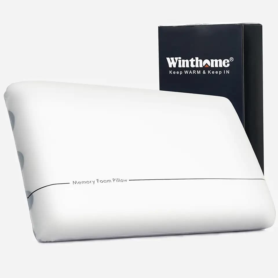Winthome Memory Foam Pillow for Deep Sleep, Two-Sided Soft and Firm (White)