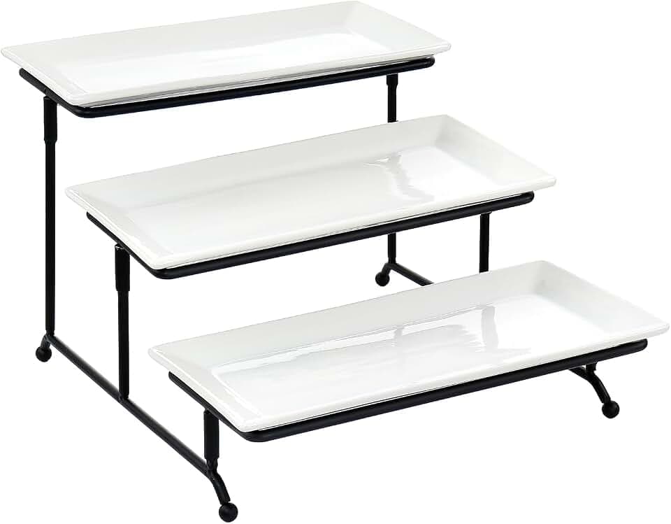 Elama Porcelain 3 Tier Rectangular Serveware Set (ELM-213)