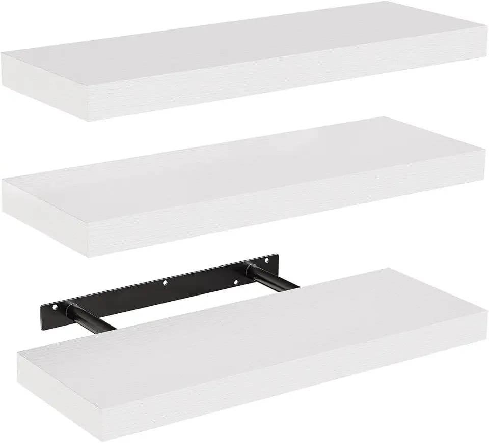 Amada 15.7" Floating Shelves for Wall Decor & Storage, Set of 3, White