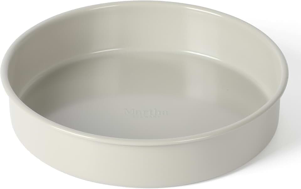 Martha Stewart Gallen 8 Inch Round Nonstick Carbon Steel Cake and Bake Pan – Cool Grey, Durable Bakeware for Even Baking and Easy Release