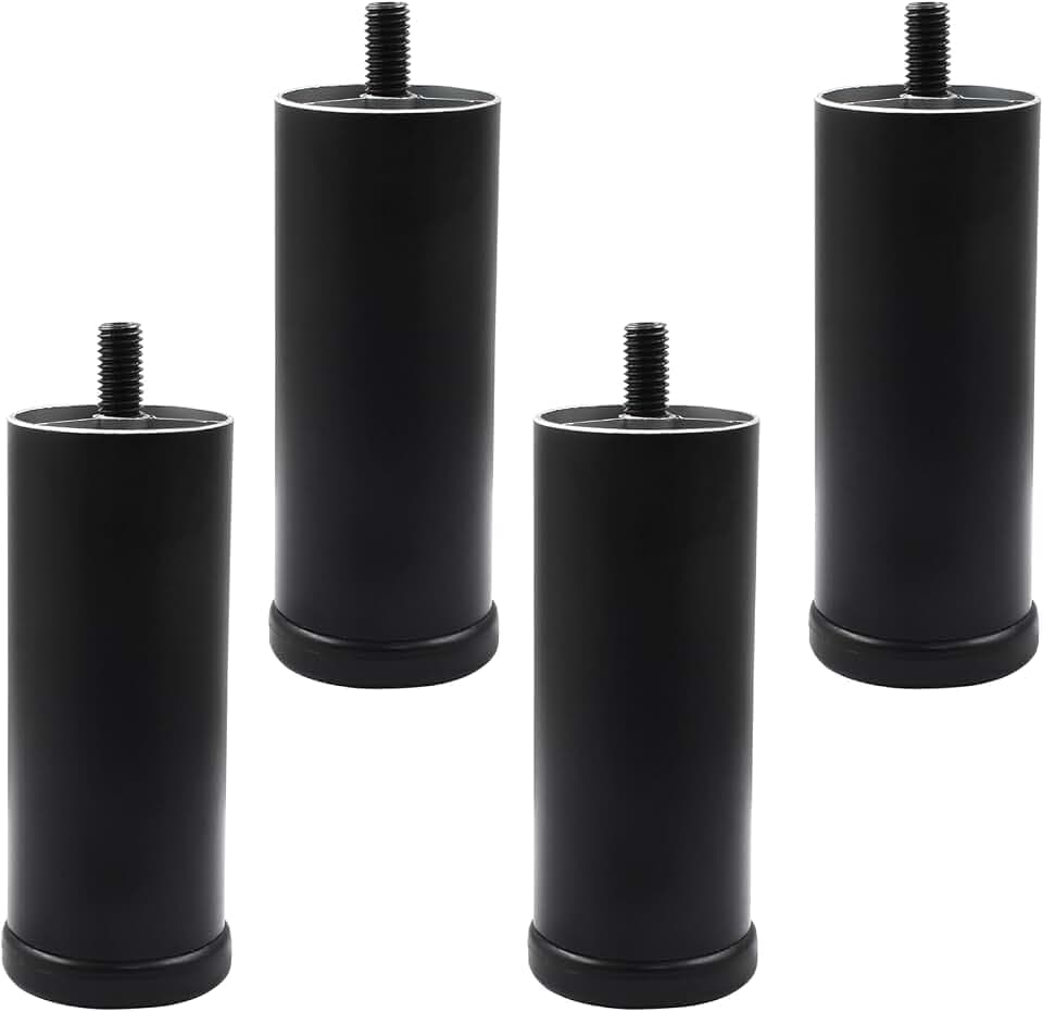 Murtenze 4 Inch Metal Furniture Legs, Black, 4 PCS
