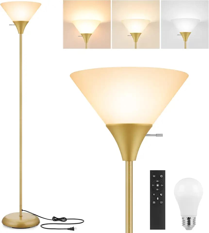 Coucrek Floor Lamp for Living Room, Torchiere Standing Light