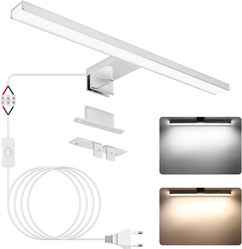 NIORSUN Spiegelleuchte Bad LED 12W 40cm, Zweifarbige Temperatur 4000K 6000K, 1100LM, IP44 Wasserdicht Badezimmer Lampe Wand, für Wandbeleuchtung und Spiegel Beleuchtung, Spiegellampe Badezimmer